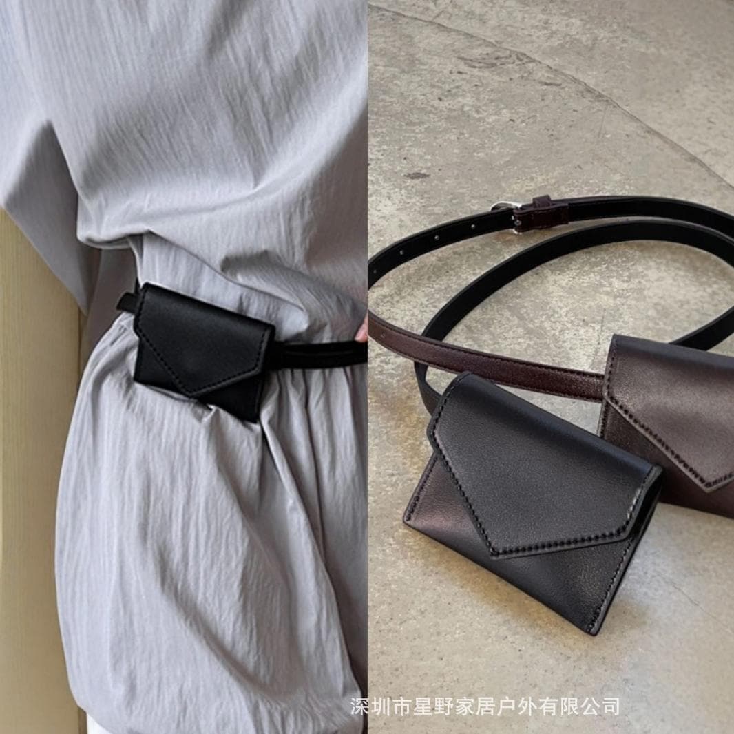 Women's 2024 New Fashion Mini Waist Bag with Belt Decoration, Stylish Small Bag, Ins Versatile Waist Bag Card Holder