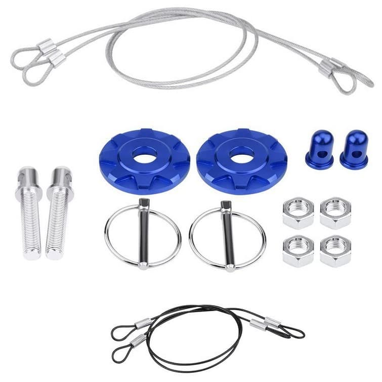 Car Quick Release Hood Lock Track Modification Hood Fixing Lock Hood Lock Full Set with Anti-lost Steel Cable
