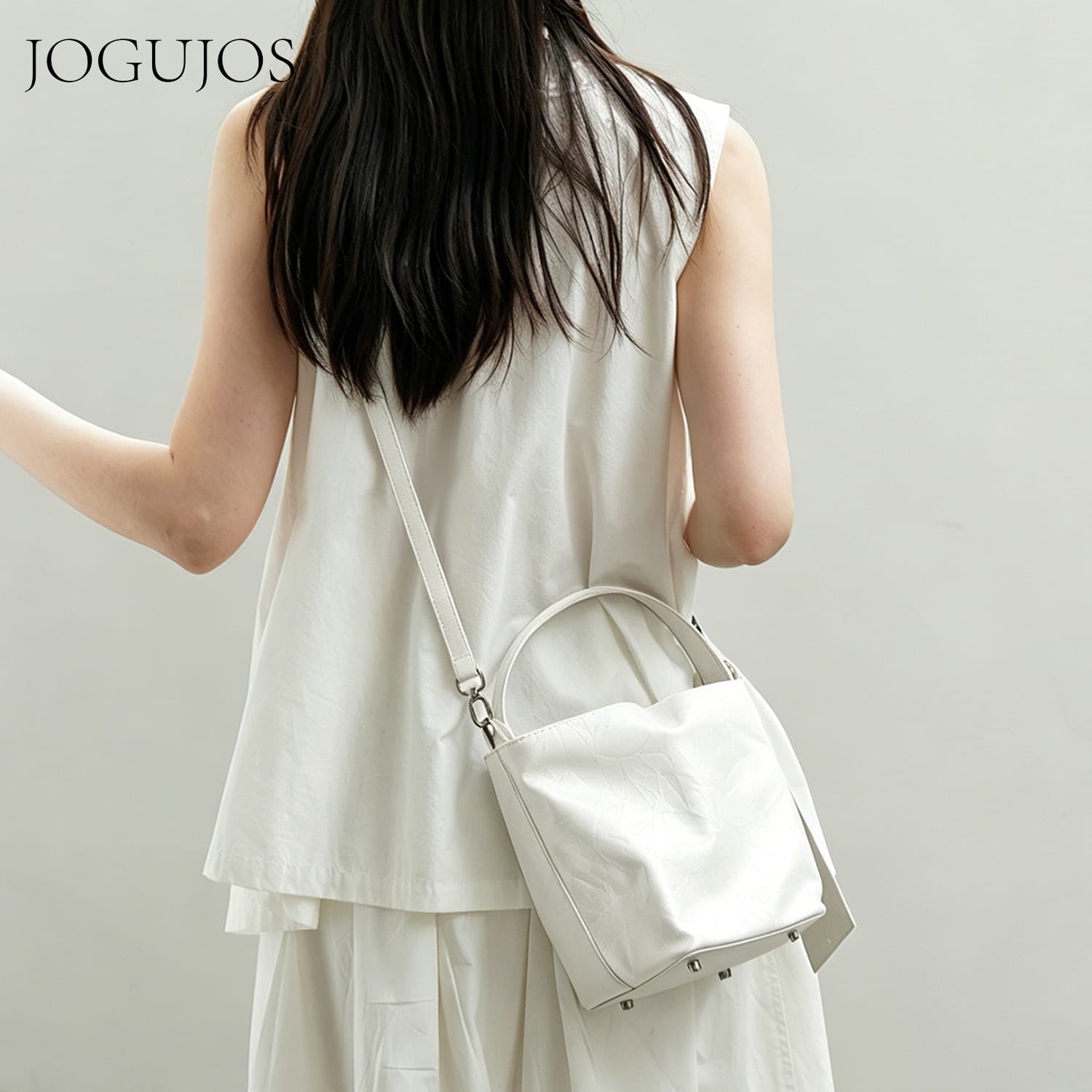 JOGUJOS Summer New Bucket Bag Women's Genuine Leather Bag Multi-functional Crossbody Bag Fashionable Versatile Handbag