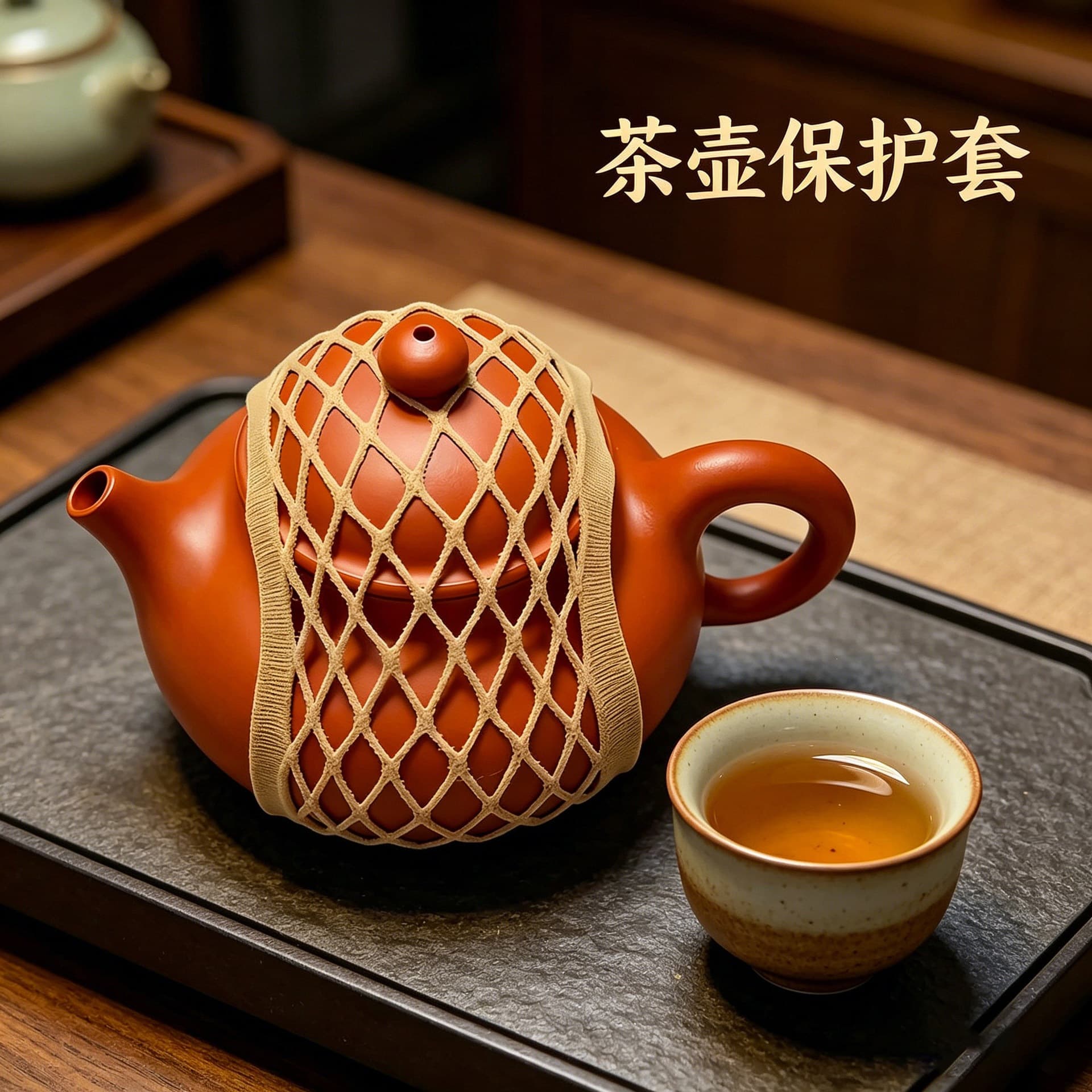 Portable Storage Protective Case for Tea Pot, Anti-Drop Travel Protection, Ceramic Fixing Strap, Outdoor Tea Set Cover