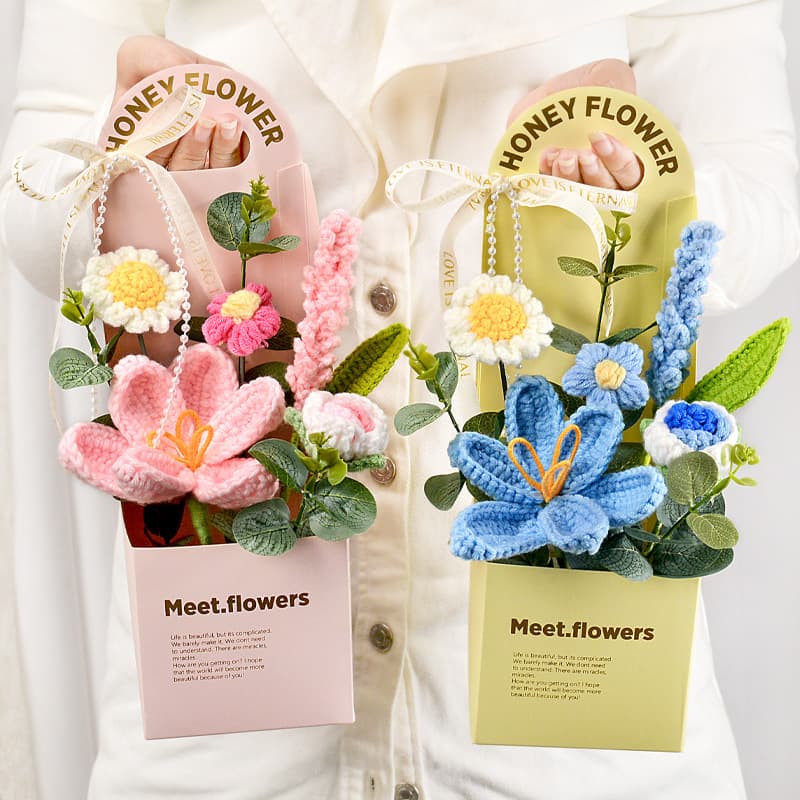 Knitted bouquet sunflower lavender handmade wool DIY material package finished birthday gift Teacher's Day gift