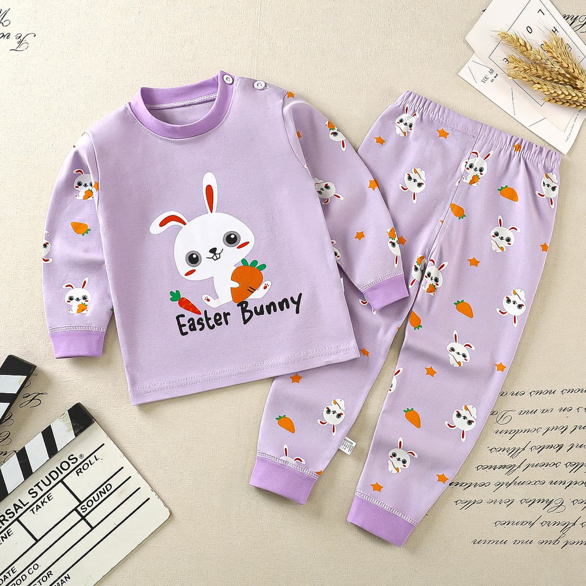 Children's Cotton Underwear Set, Pajamas for Girls and Boys, Full Cotton Autumn Long Sleeve Top and Bottom, Homewear, Wholesale