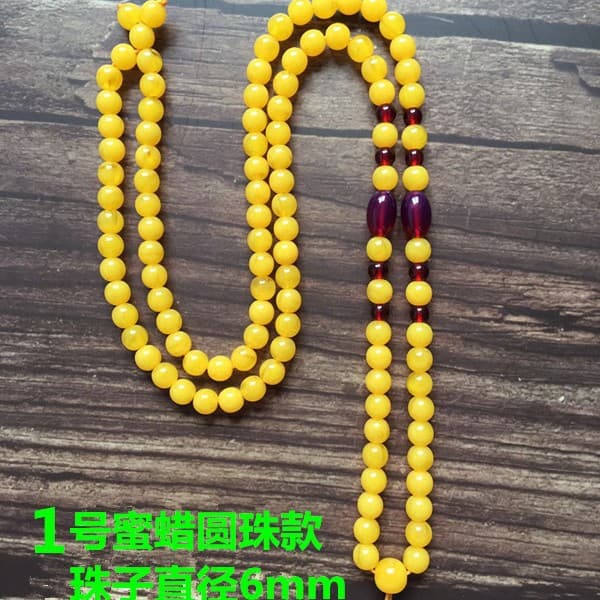 Premium Natural Second-Generation Floating Fluorescent 6mm Chain Rope Amber Honey Wax Pendant Necklace Sweater Chain Factory Direct