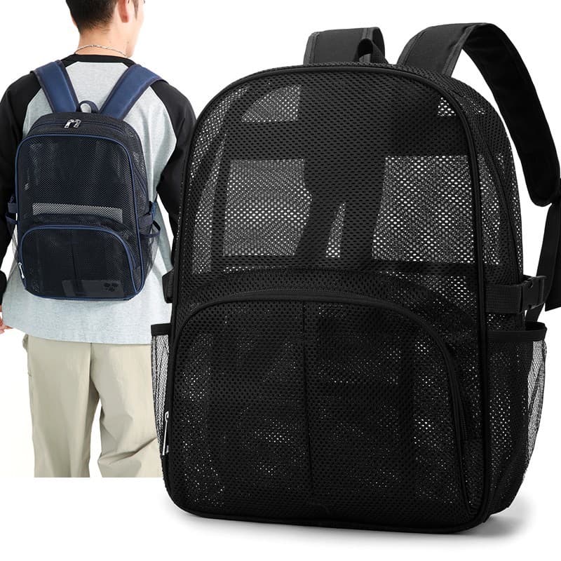 2026 Summer New Mesh Backpack Swimming Fitness Sports Backpack Breathable Mesh Laptop Bag Beach Bag Women