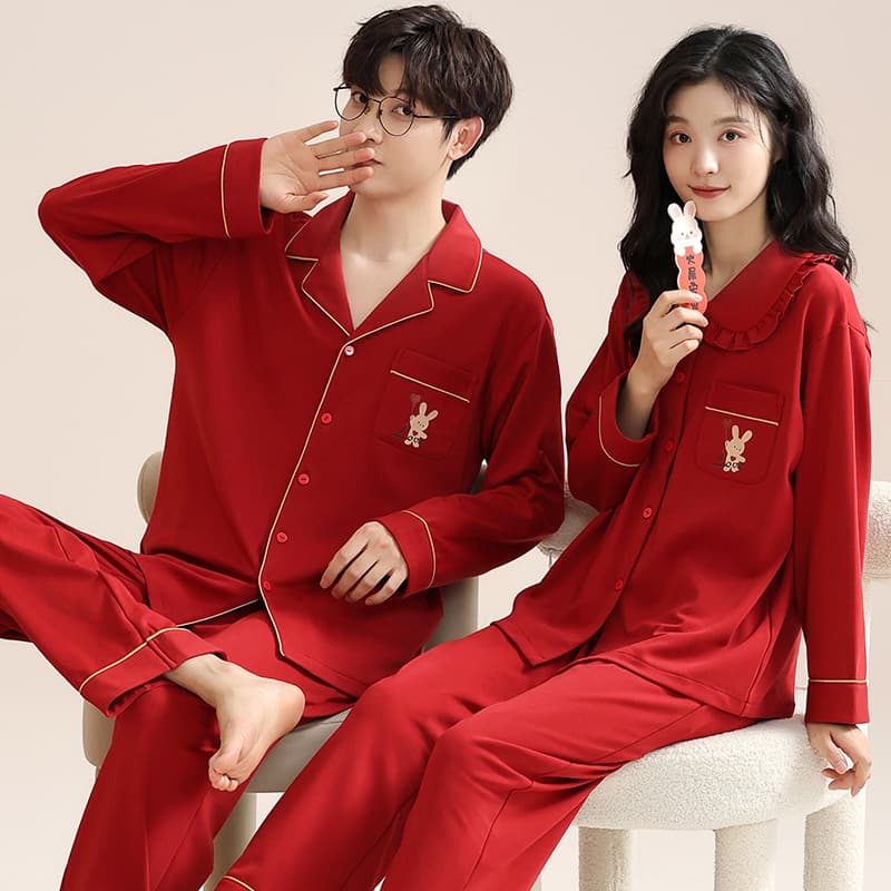 Autumn Bright Red Wedding Pajamas for Women, Marriage Zodiac Year Set Long Sleeve Pants Couple Newlywed Homewear Hot-Selling