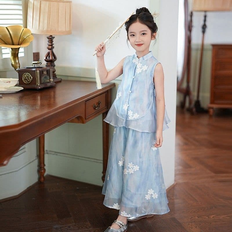 2025 Girls Chinese Style Hanfu Set Summer New Two-Piece Princess Ancient Style