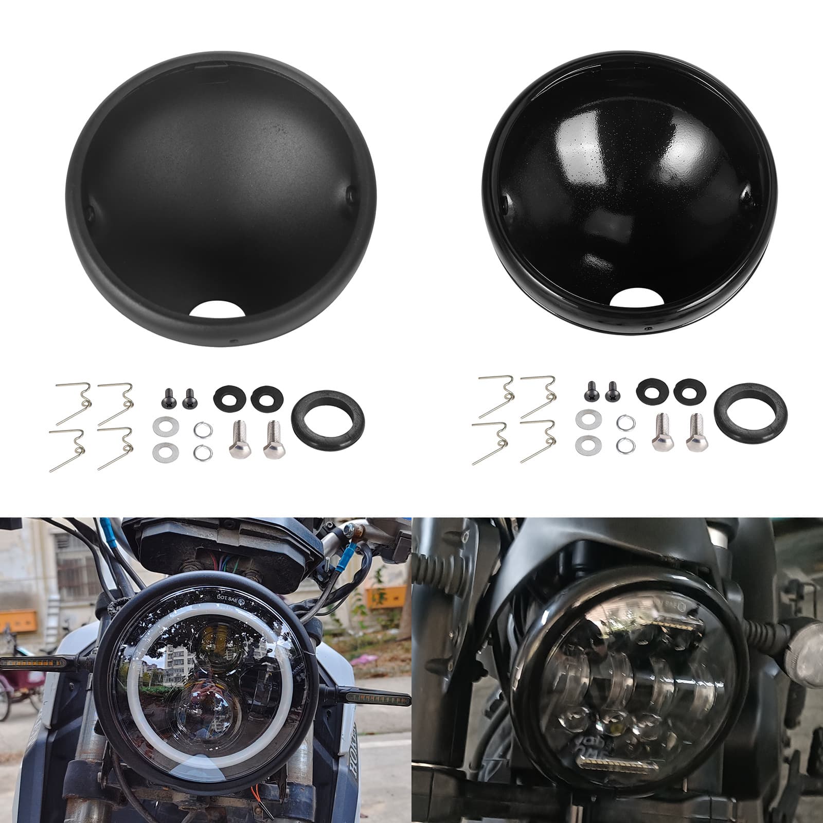Motorcycle Wrangler Headlight Housing Retro Modified Headlight Housing 7-Inch LED Headlight Housing Base Shell