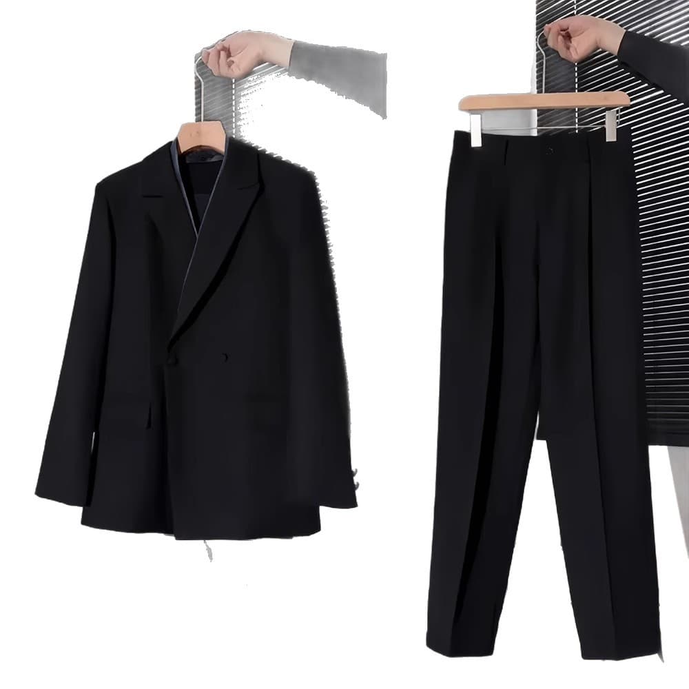 Spring/Autumn Minimalist Premium Blazer for Men, Korean Style Casual Luxury Design, Business Black Suit Jacket