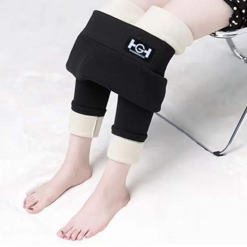 Thickened winter fleece-lined leggings for women, extra thick and fleece-lined, high-waisted, elastic, warm cotton pants.