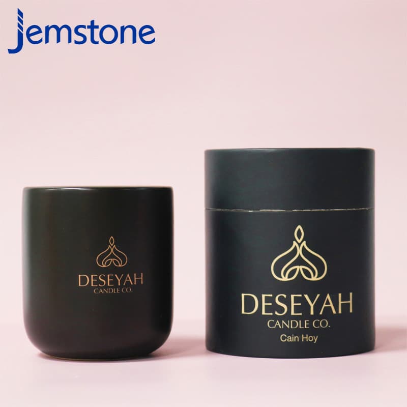 Essential Oil Cylinder Paper Box Candle Jar Glass Cup Black Paper Tube Packaging Box Round Paper Tube Packaging Paper Tube Hollow with Lid