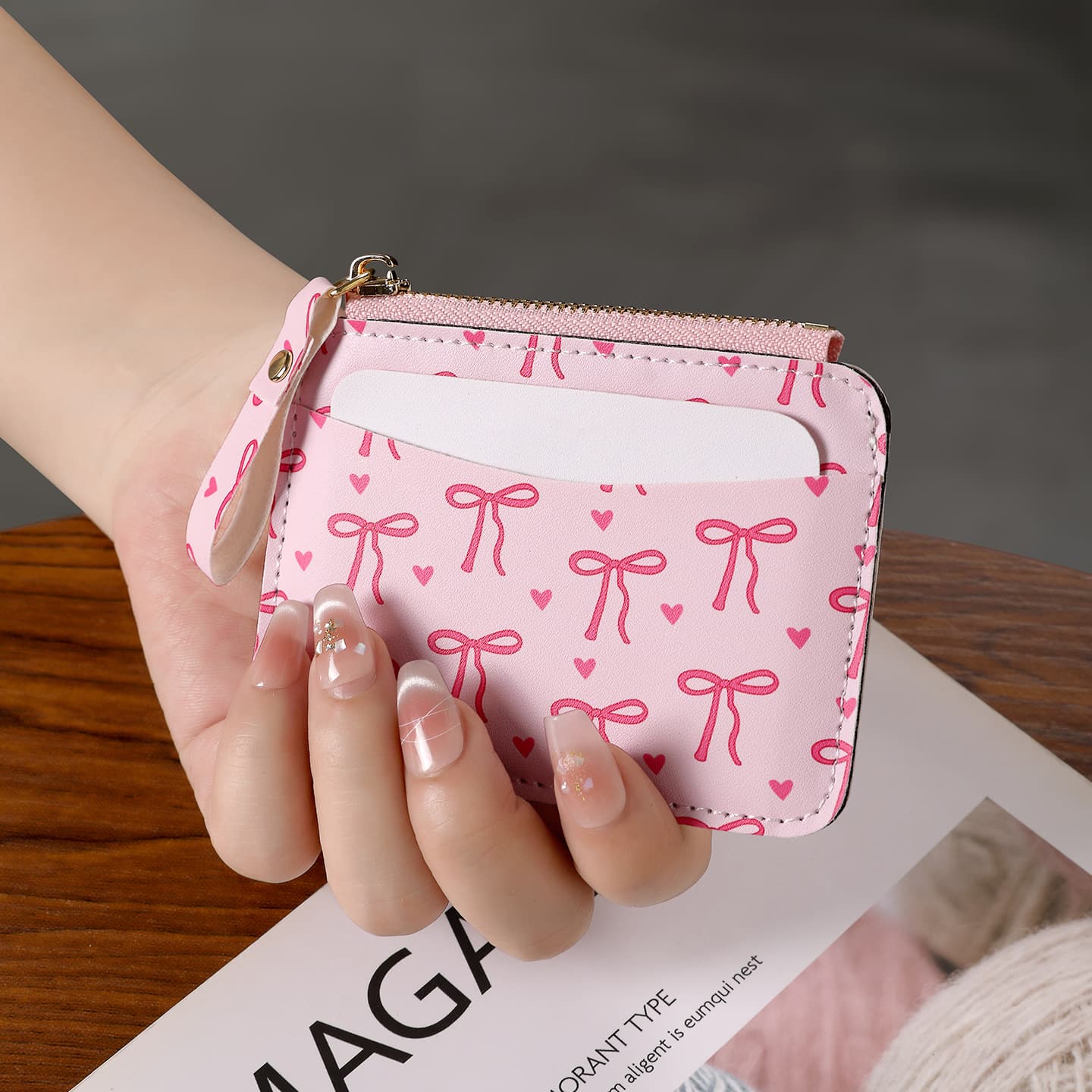 Ins Style Bow Coin Purse for Women Cute Card Holder Small Fresh Short Wallet Student Multi-Slot Storage Bag