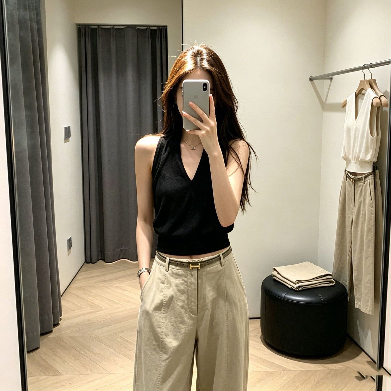 Summer New Hot Sexy V-Neck Sleeveless Knit Tank Top for Women Black Slim Fit Elegant Top
