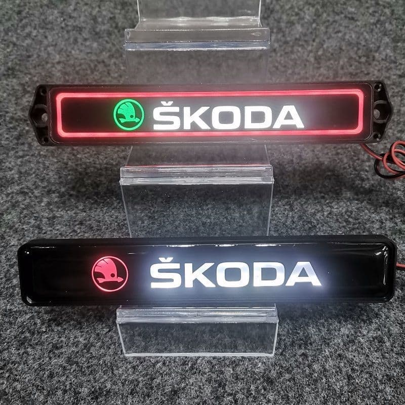 Skoda Illuminated Front Grille Emblem Light for Octavia, Rapid, and Hao Rui LED Front Grille Decorative Light Modification