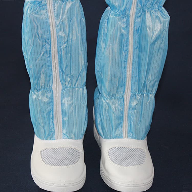 Anti-static boots, PVC leather mesh stripe high-top shoes, unisex clean work boots, labor protection footwear.
