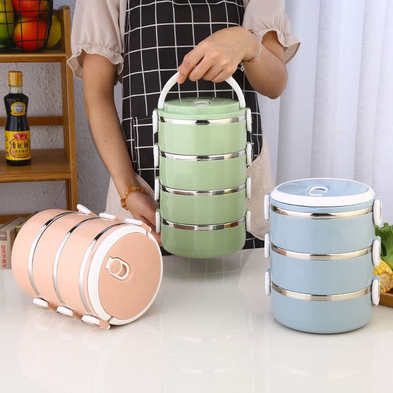Stainless Steel Lunch Box Portable Simple Design for Office Workers and Students Insulated Sealed Lunch Container Thermal Food Jar