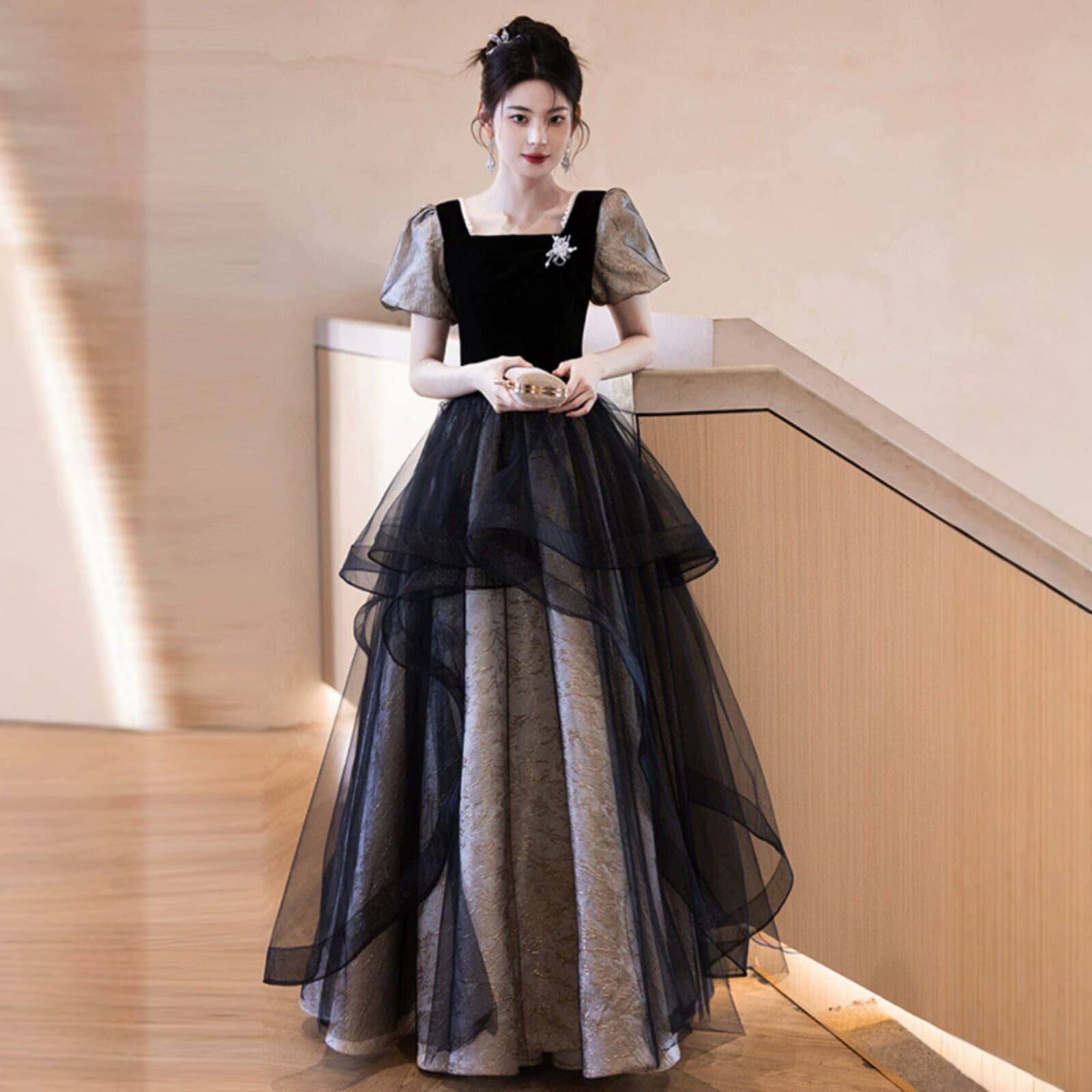 Black Evening Dress Women High-End Light Luxury Niche Graduation 18-Year-Old Adult Ceremony Girl Host