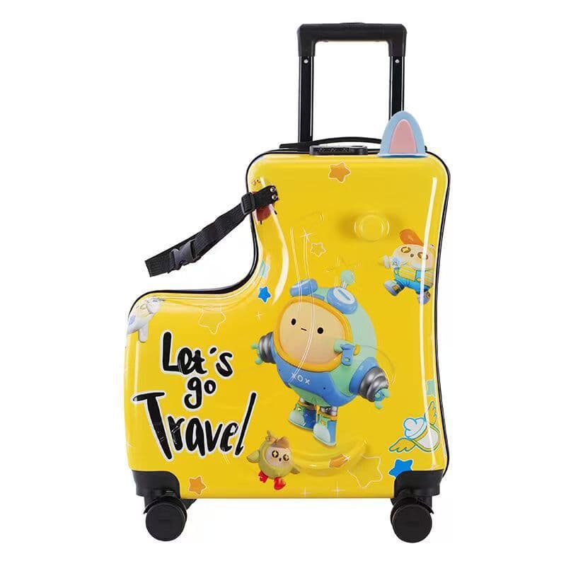 Cute cartoon-themed trolley suitcase for taking kids out, strollers, and travel; cartoon combination lock.