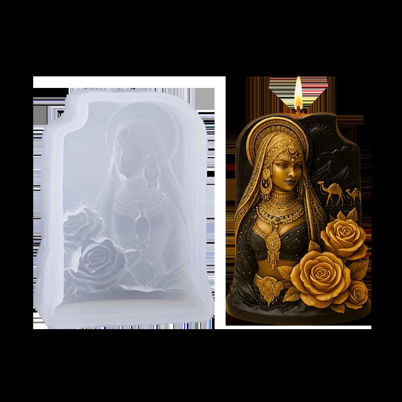Sanxin Vintage Arabian Woman Candle Mold 3D Rose Camel Silicone Mold for Aromatherapy Wax