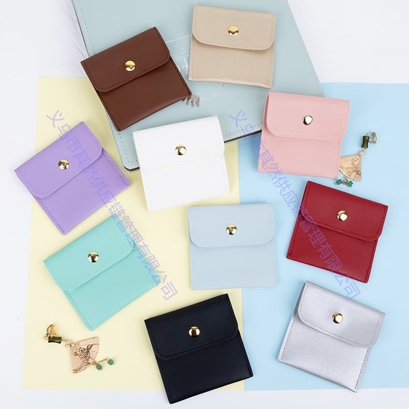 New Leather Snap Button Bag Jewelry Gift Bag PU Jewelry Packaging Storage Ring Earrings Bracelet Flip Cover Bag