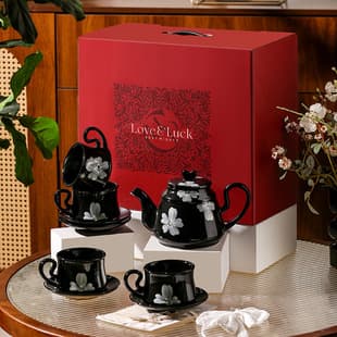 Simple Ceramic Coffee Cup Saucer Teapot Set Gift Box Vintage Floral Tea Set Gift Housewarming Wedding Gift Cup Saucer Teapot