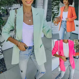 European and American New Autumn Winter Long Sleeve Blazer OL Professional Fitted Top Blazer Jacket 88637