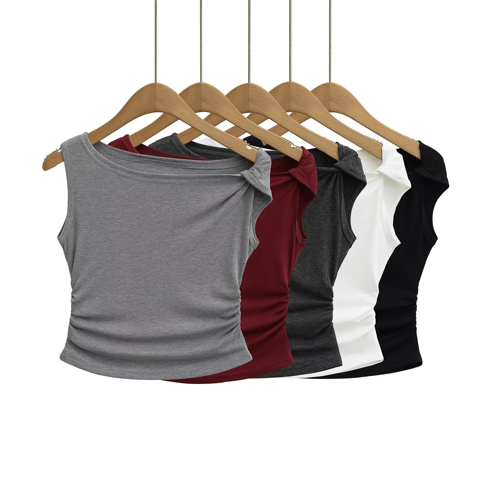 European and American style off-shoulder twisted short-sleeve T-shirt, pure desire style hot girl sexy design, unique collarbone-revealing top