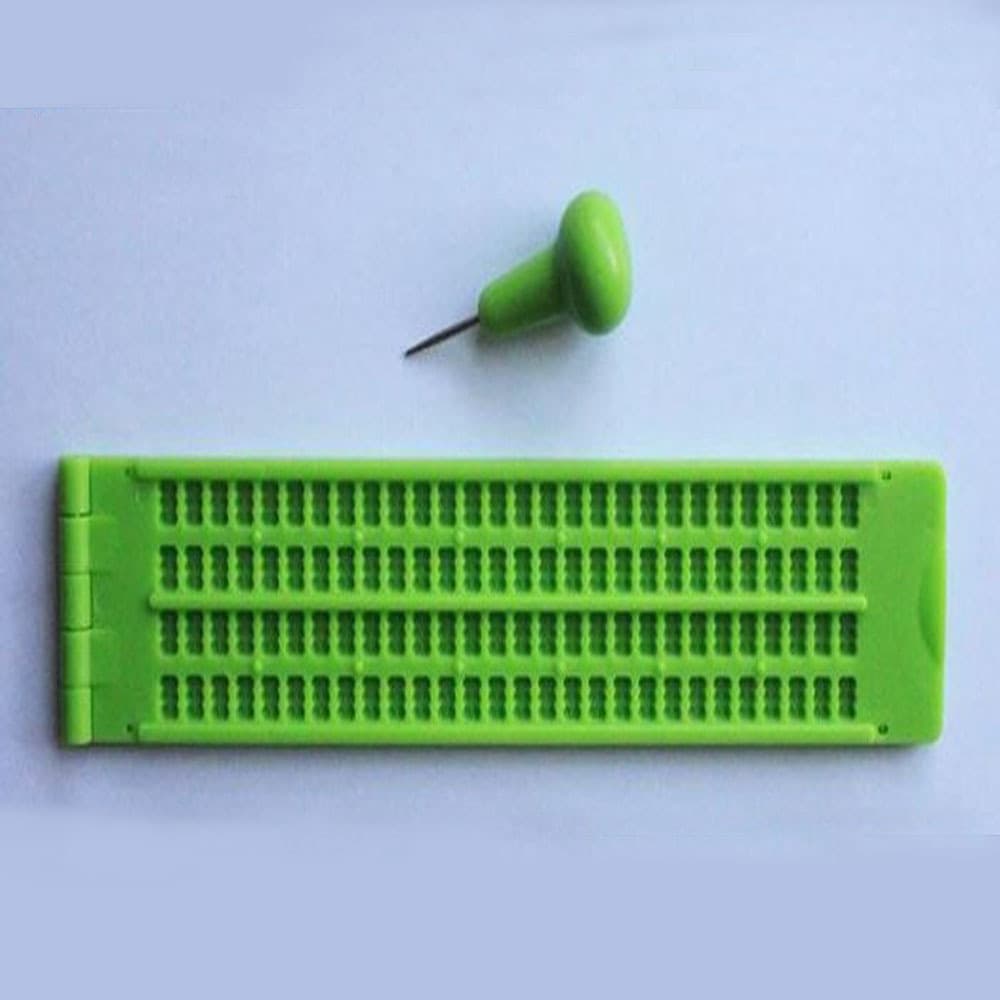 Braille Slate with 1 Stylus (No Paper Included), 4-Line 28-Cell Upgraded Version for Blind Learning and Writing