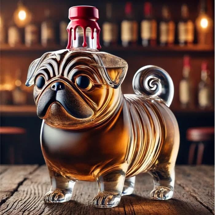New Cross-border Funny Pug Whiskey Bottle Pug Animal Whiskey Decanter