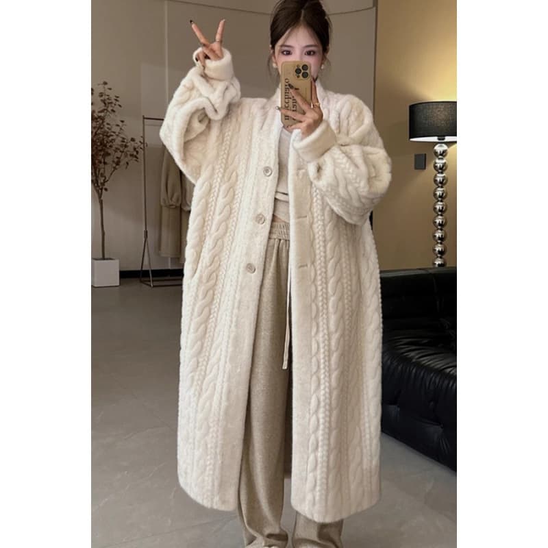 Eco-friendly Faux Fur Coat Autumn/Winter New Style Fur Mink Fleece Twist Long Cardigan Women's