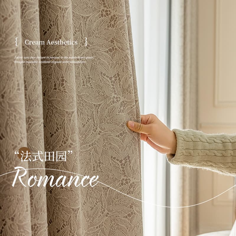 Palimei French Aesthetic Lace Curtain for Girls' Room, Bedroom, Bay Window, Living Room, Full House Full Blackout Aesthetic Curtain