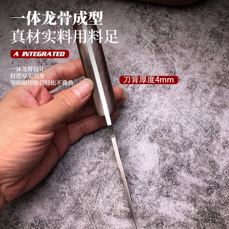 Outdoor Knife Handle Meat Knife Multi-Purpose Ring Knife Hammer Forged Hand-Pulled Meat Knife Camping Portable Small Straight Knife