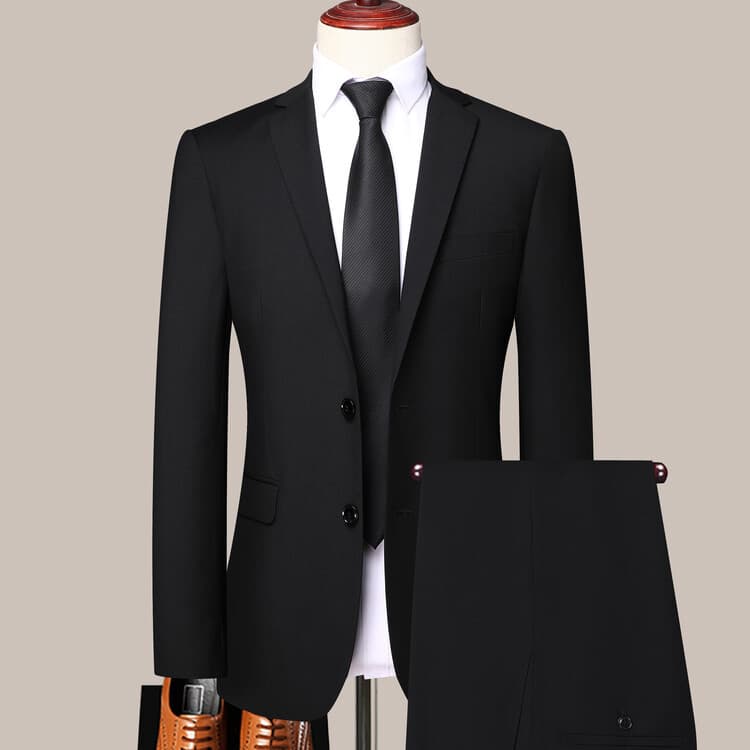 Men's Business Casual Suit Set Wrinkle-Free Professional Wedding Best Man Suit Slim Fit Blazer