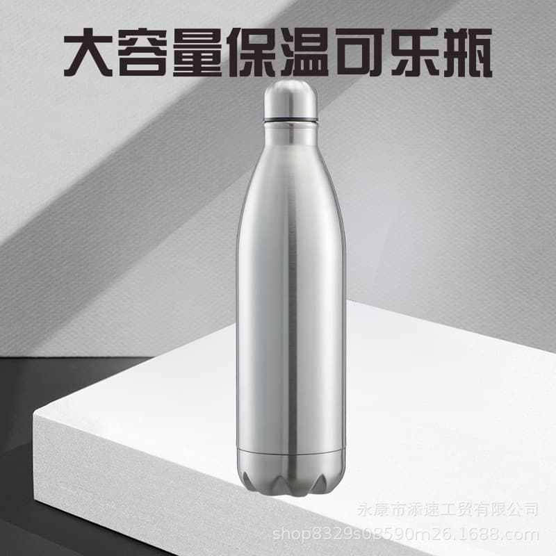 Cross-Border Large-Capacity Double-Layer Vacuum Coke Bottle 1L 304 Stainless Steel Thermos Cup Outdoor Sports Water Kettle