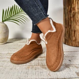 European and American Furry Ankle Boots Women's 2024 New Winter Snow Boots Thick Sole Fleece-Lined Cotton Boots Plus Size Fashion Women's Boots