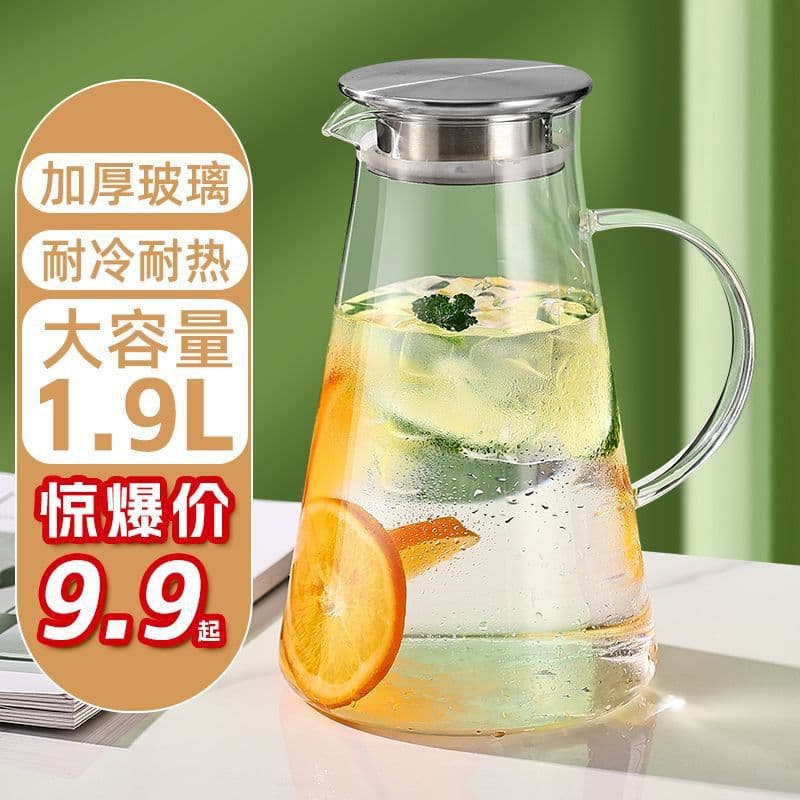 Large Capacity Heat-Resistant and Shatterproof Glass Pitcher Set for Home Use, Thickened Water Dispenser from Supplier