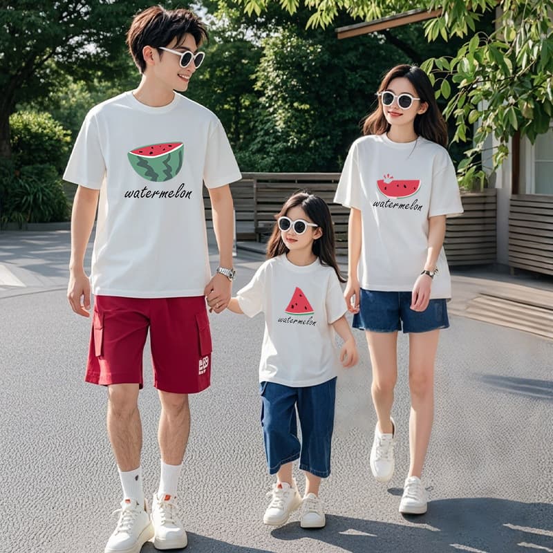 Summer Watermelon Ins Style Family Matching Outfit 200g 100% Cotton T-Shirt Unisex Round Neck Short Sleeve