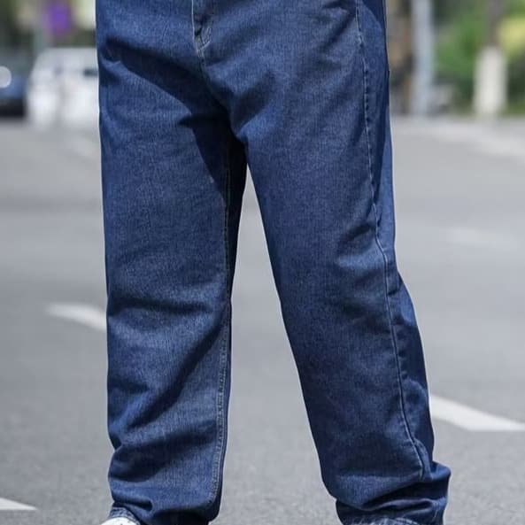 Summer Thin Denim Jeans Men's plus Size Loose Straight Leg Elastic Wide Leg Dad Pants Long Trousers plus Size Big Code Jeans