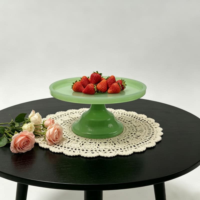 Jade Glass Cake Plate, Light Luxury Dessert Display Stand, Birthday Party Dessert Tray, Wholesale