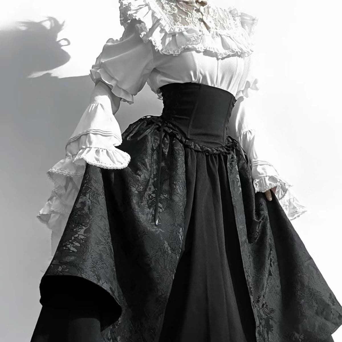 Madame Ba Falang Lolita Gothic Style Lolita Skirt Long Skirt Blouse Princess Sleeve SK Gorgeous Elegant