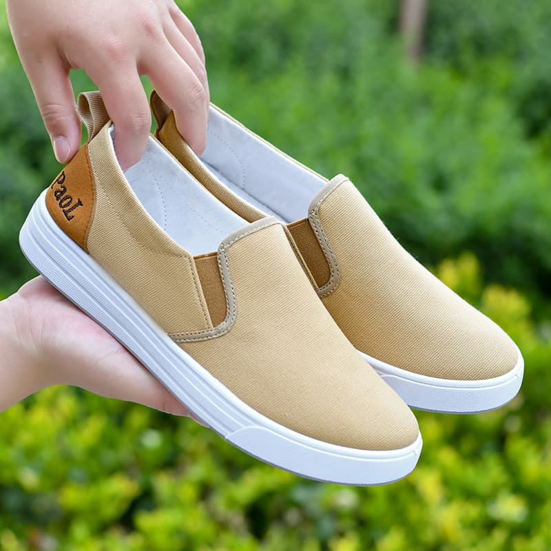 Spring Trendy Shoes Men's Casual Sports Canvas Shoes Old Beijing Flat Sole Slip-On Lazy Shoes Shallow Opening Summer Men's Shoes