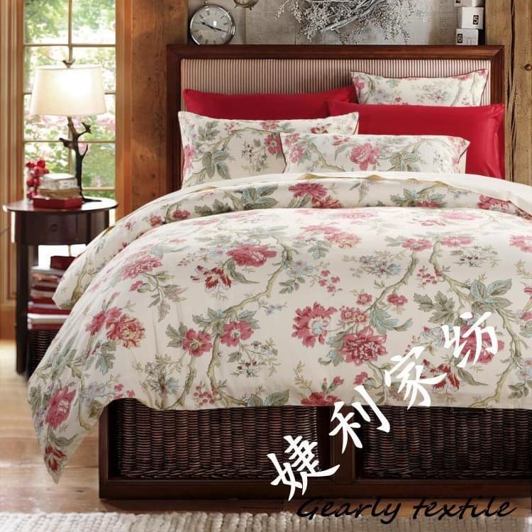 Luxury American-style 60-count printed long-staple cotton four-piece bedding set, all-cotton duvet cover, home textile four-piece bedding set wholesale.