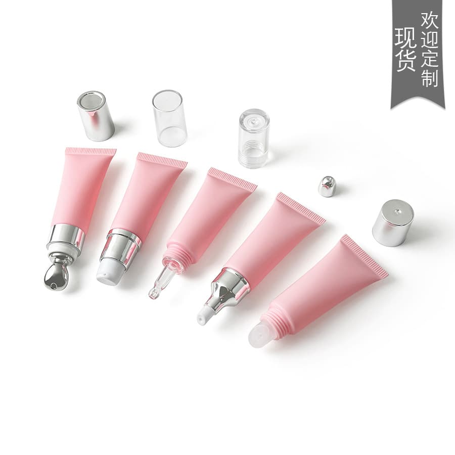 In-stock 10ml/g pink matte cosmetic plastic squeeze tube for lipstick, decanting, eye cream, serum, lotion, rollerball empty bottles