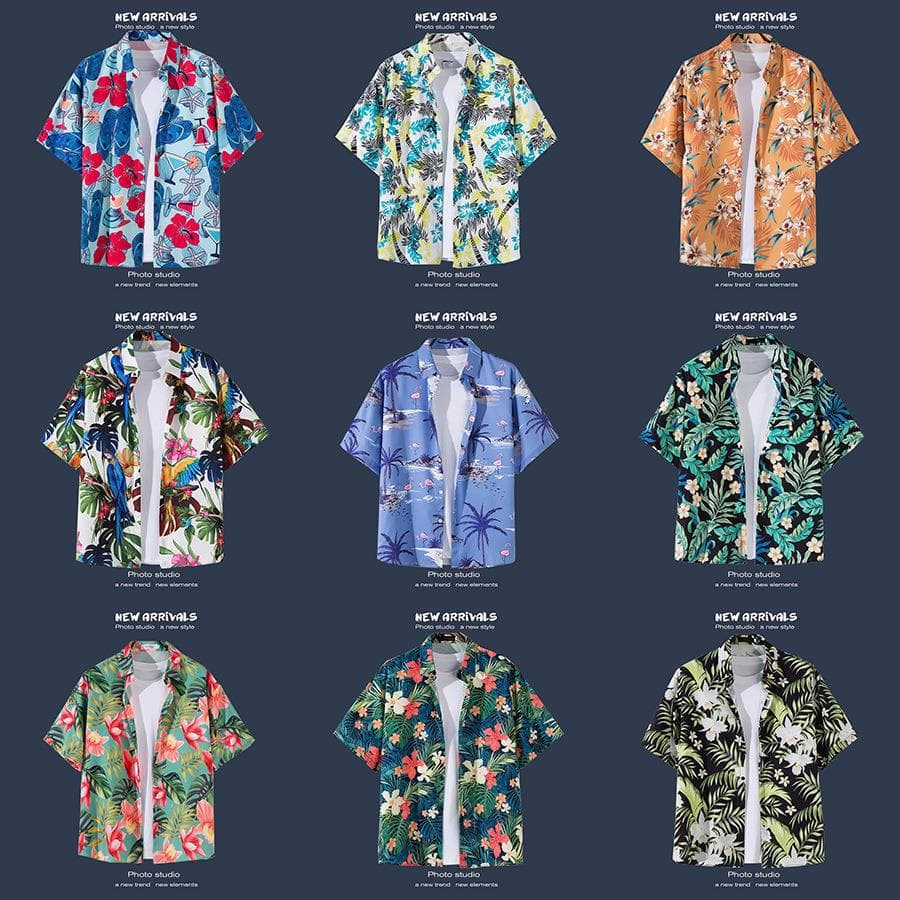 Short-sleeved floral shirt Hainan Island wear beach wear Sanya Xiaweifeng Thailand travel male couple casual loose jacket