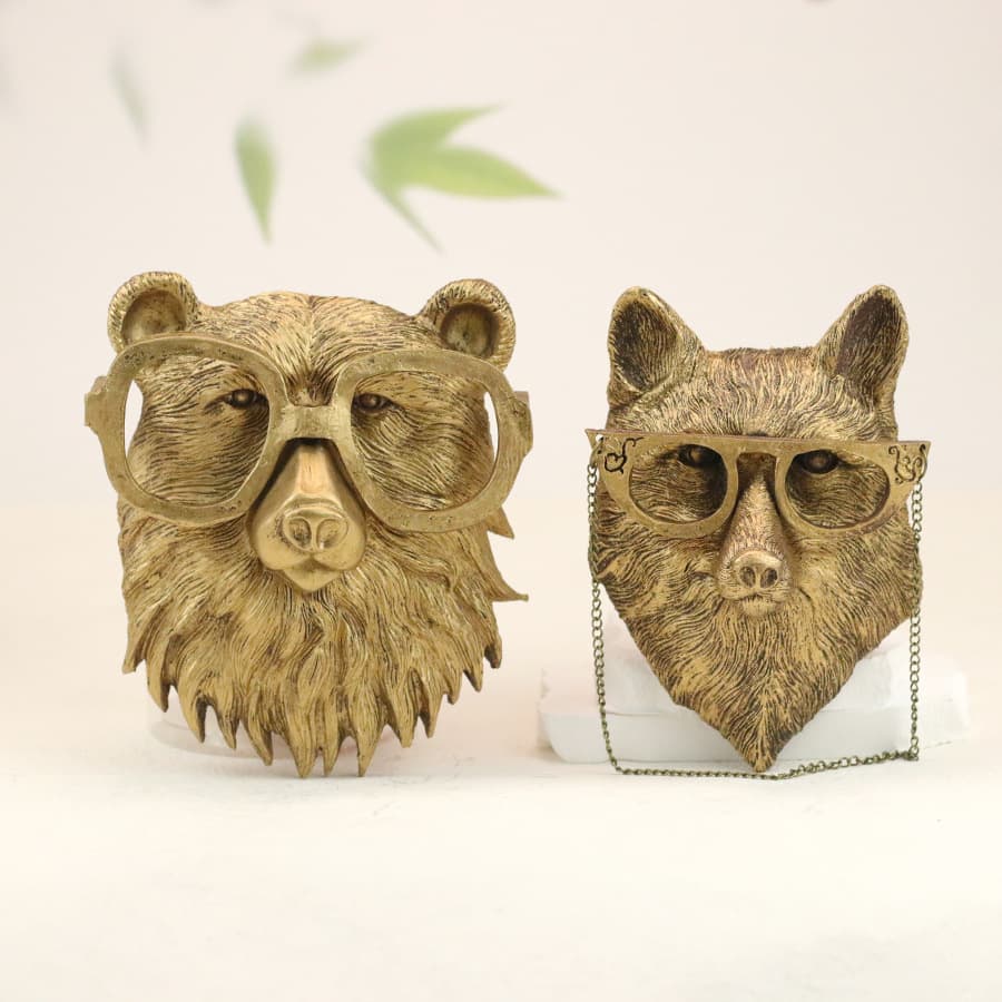Cross-border imitation copper animal wall hanging decoration for indoor restaurant home bedroom living room resin craft wall decor