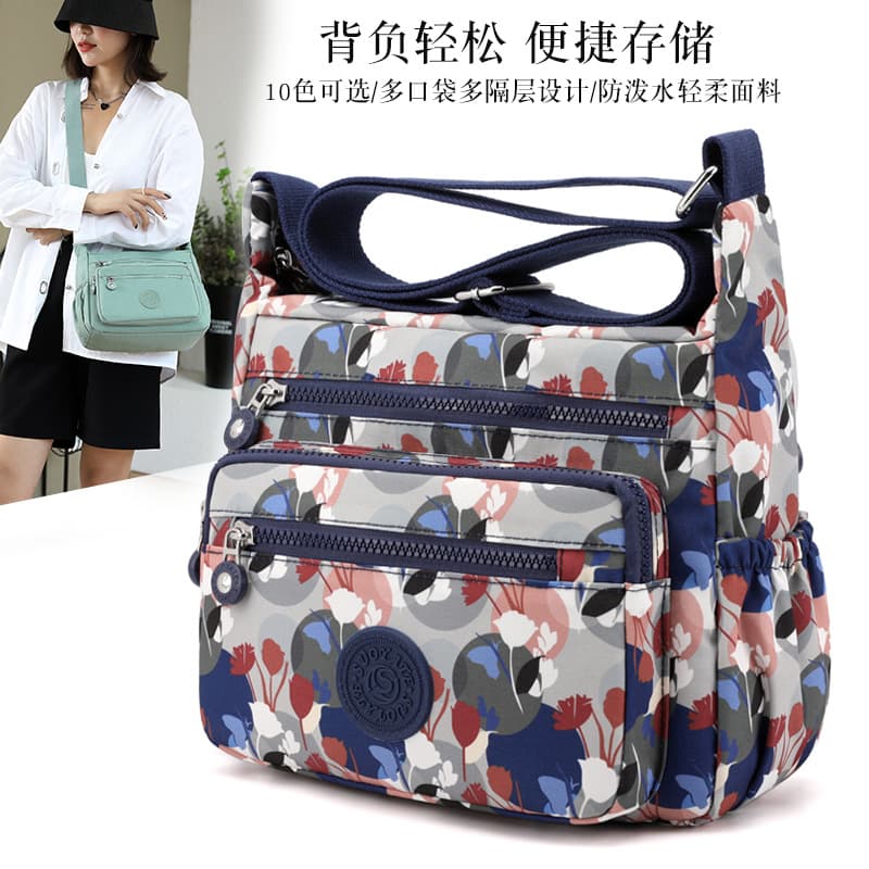 New women's commuter bag, large-capacity outdoor crossbody bag, multi-compartment shoulder bag, casual water-repellent nylon bag