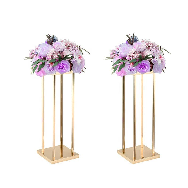 Cross-border Direct Supply Wedding Gold Square Stand Flower Stand Iron Art Modern Style Aisle Guide Wedding Props Festival Supplies