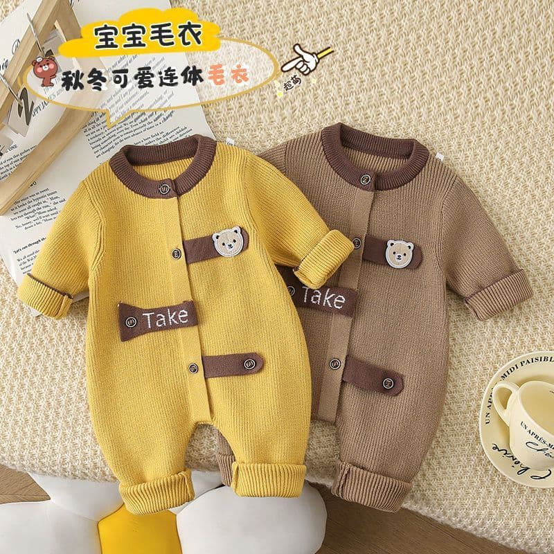 Spring Autumn Baby Onesie Long Sleeve Cute Smiley Face Romper Newborn Infant Baby Bodysuit Knitwear 039