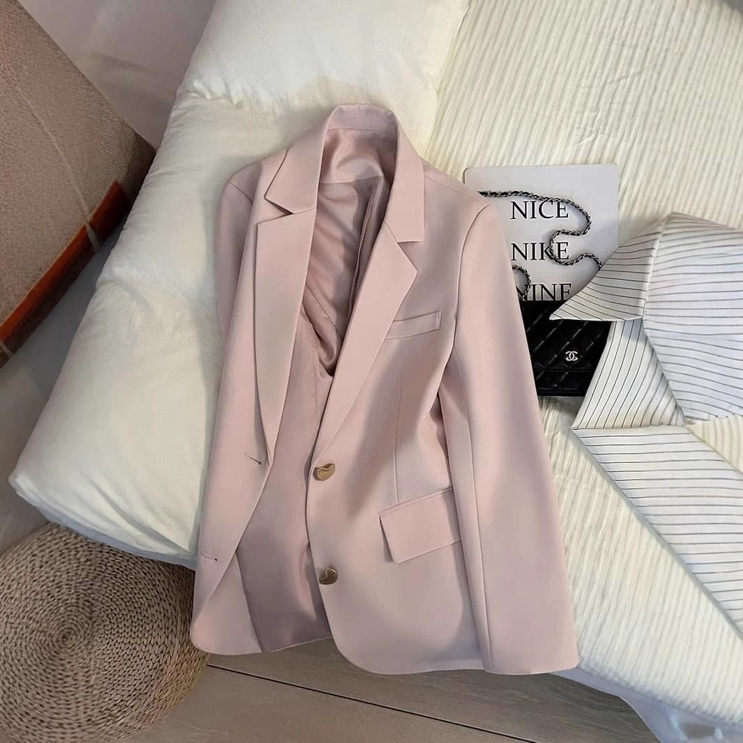 White Peach Pink Blazer for Women 2025 Spring New Arrival Petite Advanced Sense Goddess Style Casual Chic Jacket
