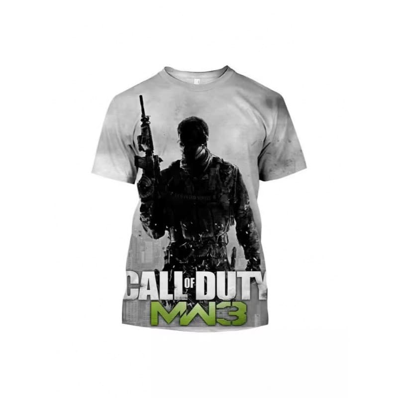 Cross-Border Export Men's 3D Printed T-Shirt Call of Duty Fps Shooting Game Oversized Short-Sleeved Top Fashionable Round Neck