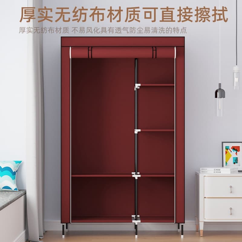 Simple Fashion Non-Woven Dustproof Storage Hanging Wardrobe for Dormitory, Foldable, Wholesale, Economical Fabric Wardrobe